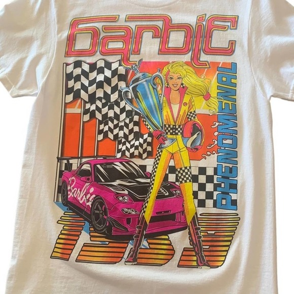 Barbie Nascar Racing Car Tee Large Barbie Tee BarbieCore - Picture 8 of 9